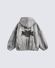 Distressed Embroidered Padded Hooded Jacket