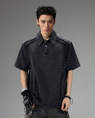 High-Street Deconstructed Washed Polo Shirt