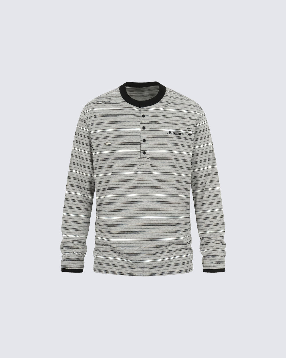 Vintage Contrast Stripe Button Long Sleeve T-Shirt