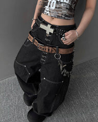 High Street Double Waistband Patchwork Pants