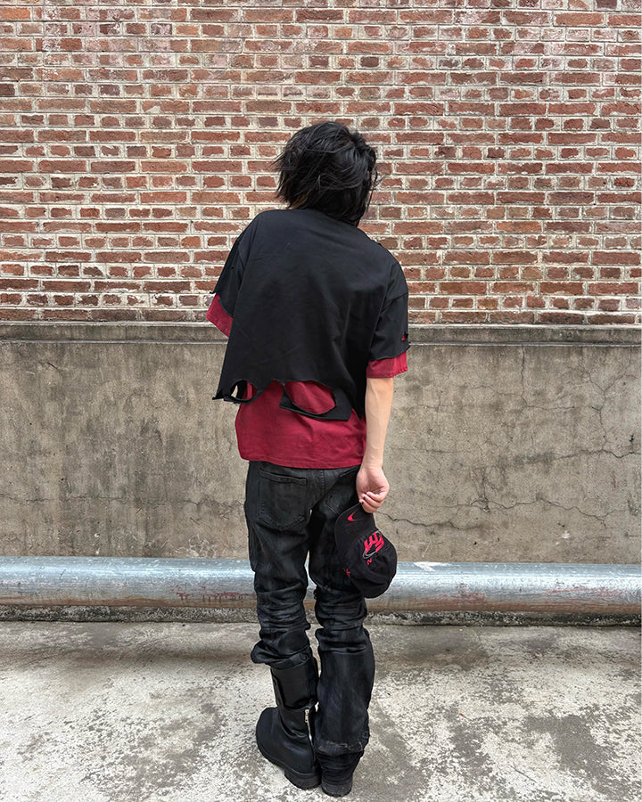 Dark Distressed Layered Streetwear T-Shirt New