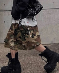 American Style Layered Camouflage Cargo Wide Shorts