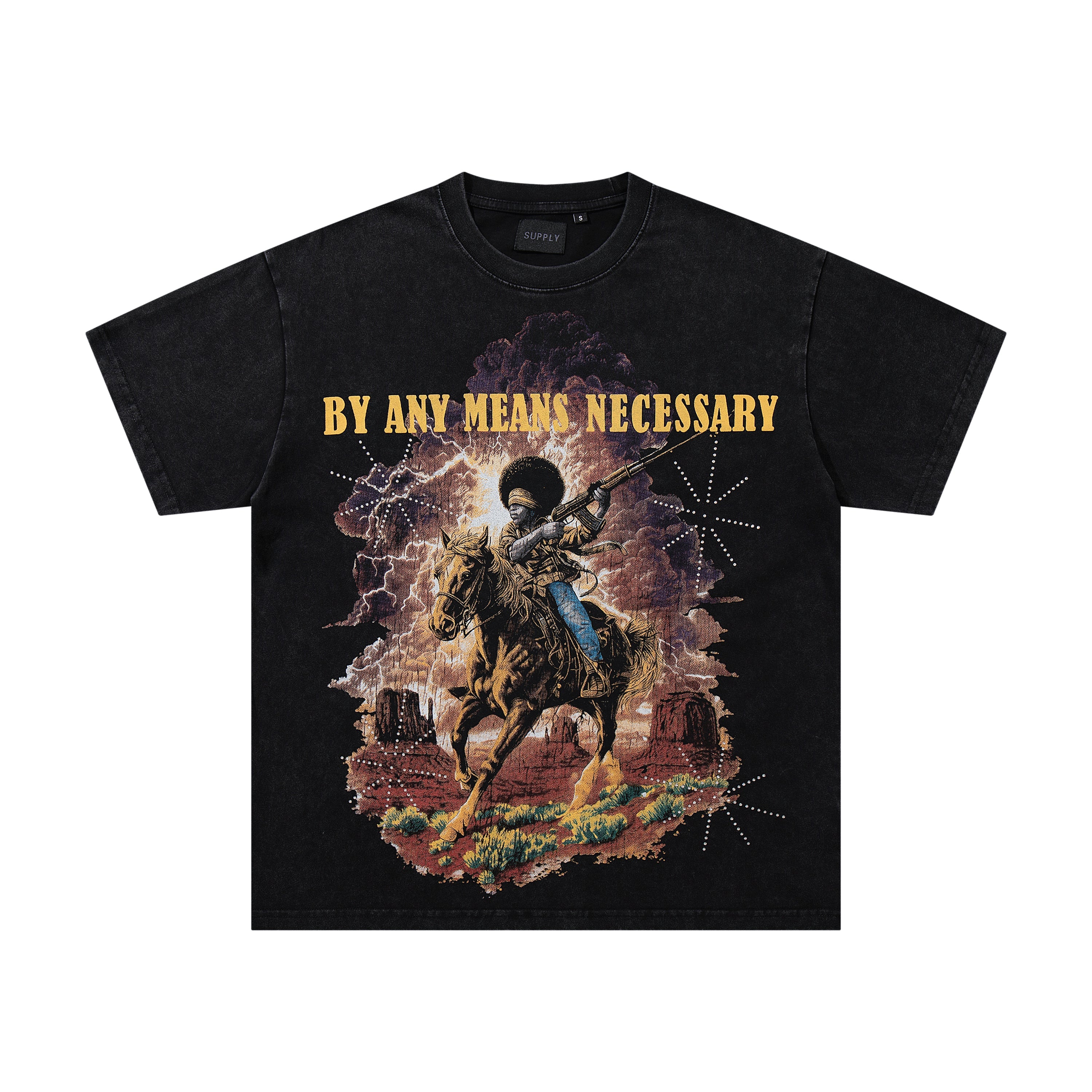 SUPPLY Mythical Creature Graphic Oversized Black T-Shirt