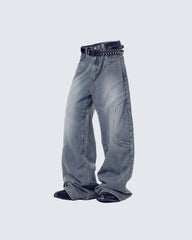 KIIKIO Vintage Style Loose Patchwork Jeans