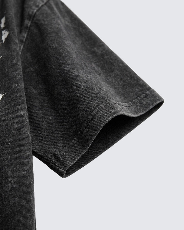 American Washed Distressed Graphic Oversized T-Shirt