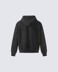 Spike Decor Zip-Up Hooded Sweatshirt