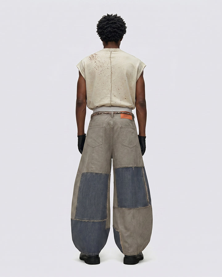 Color-Block Irregular Curve Patchwork Jeans