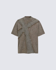 New Vintage Gothic Frayed Cross Graphic T-Shirt
