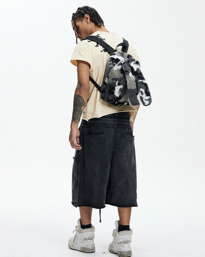 Deconstructed Washed Cropped Football Pants New