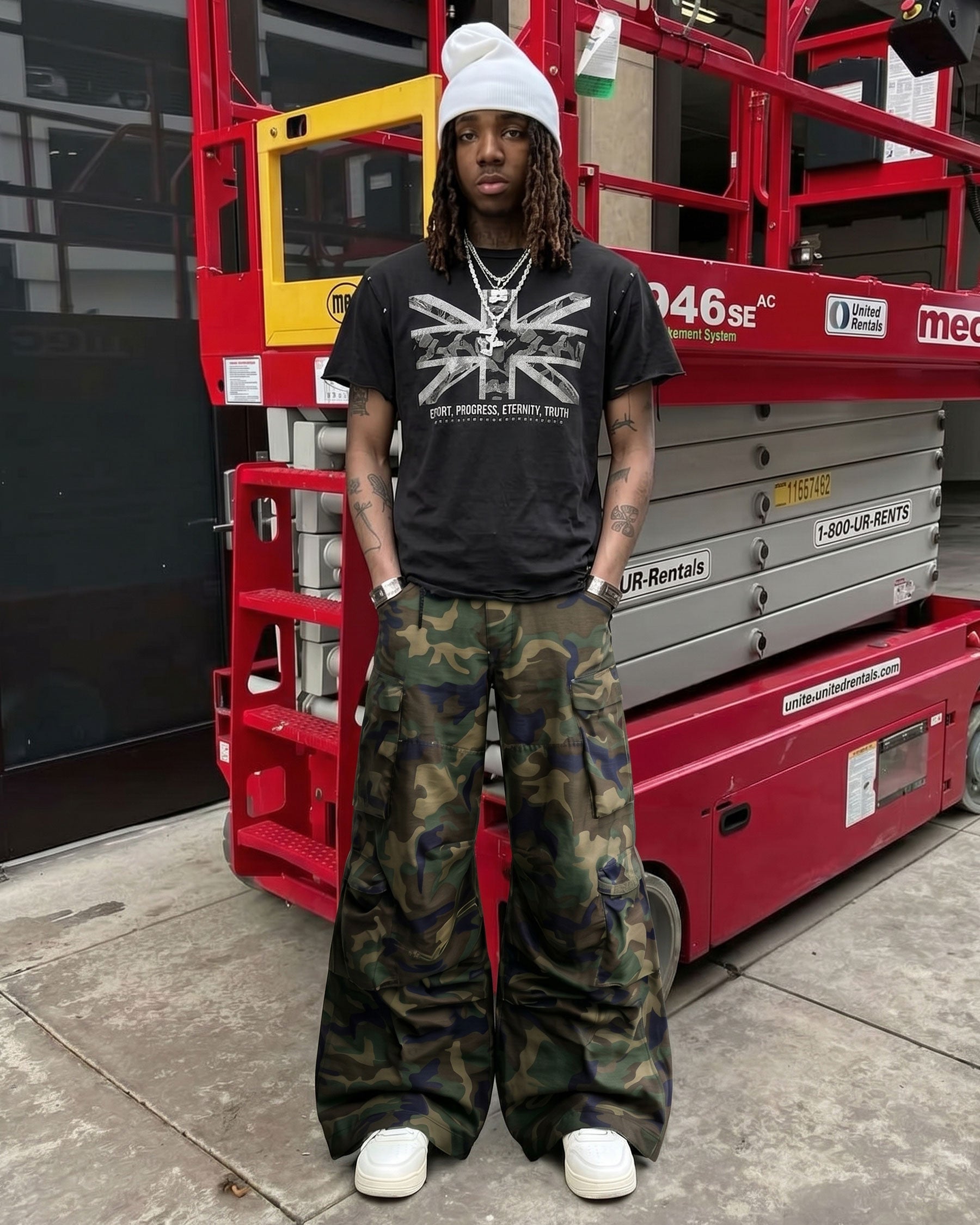 KIIKIO-New Y2K Camo Multi-Pocket Wide Leg Cargo Pants