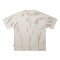 BKYS City Two Figures Rhinestone Beige Oversized Graphic T-Shirt