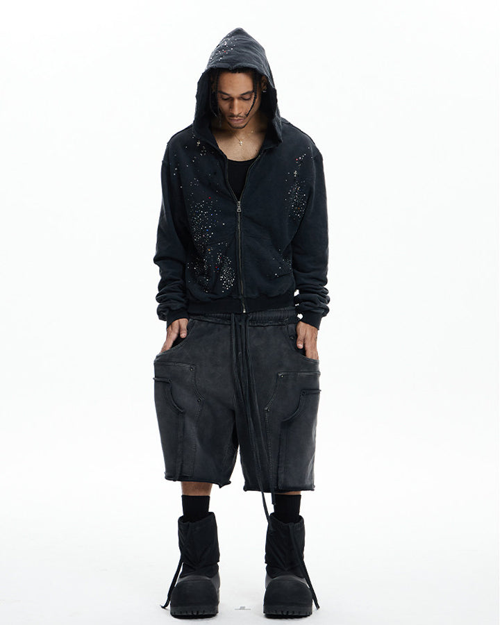 Deconstructed Washed Cropped Football Pants New