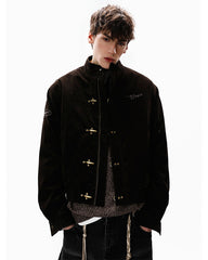 Retro Aviation Buckle Stand Collar Jacket
