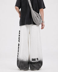Gradient Number Graphic Wide Leg Denim Pants