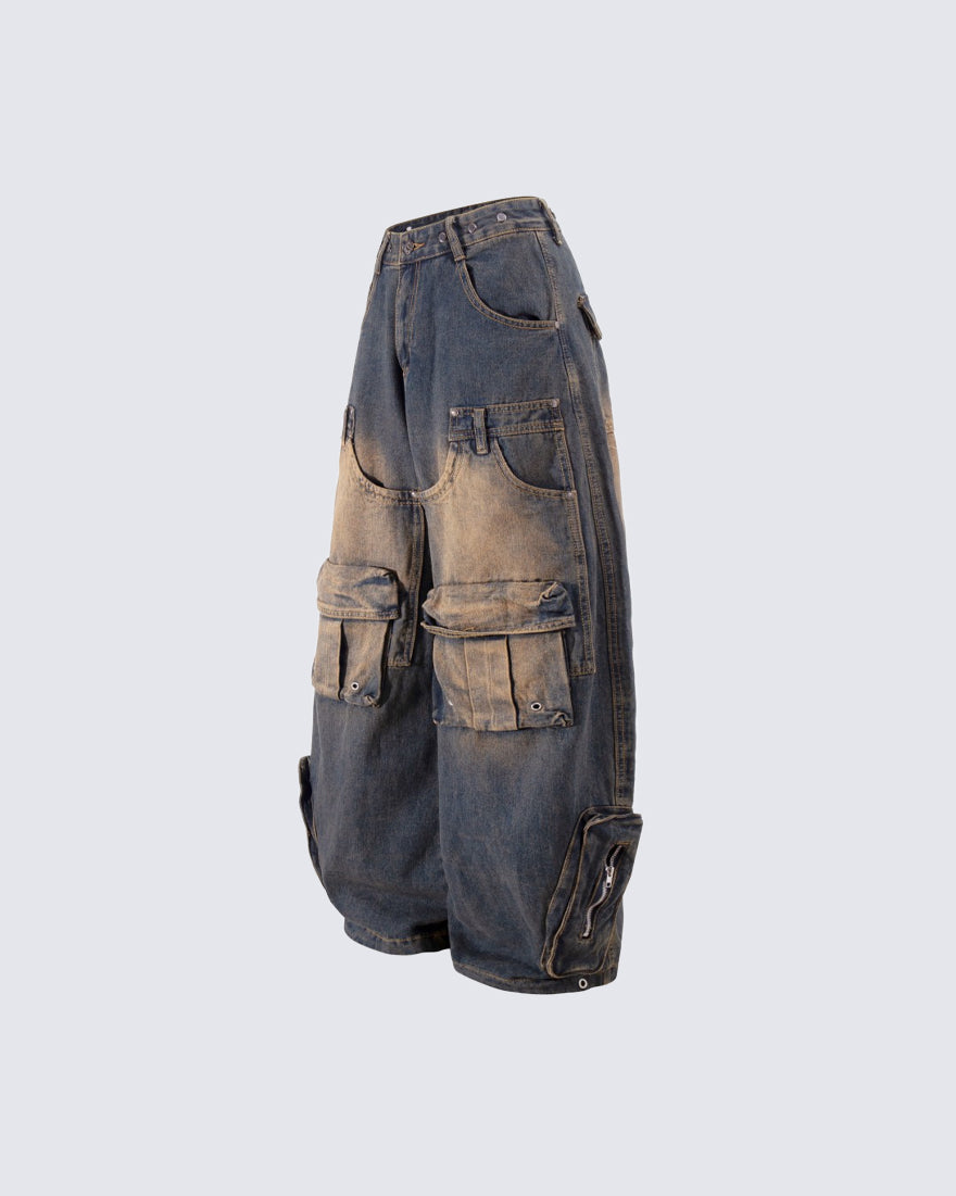 Distressed Wasteland Wide-Leg Bowie Jeans