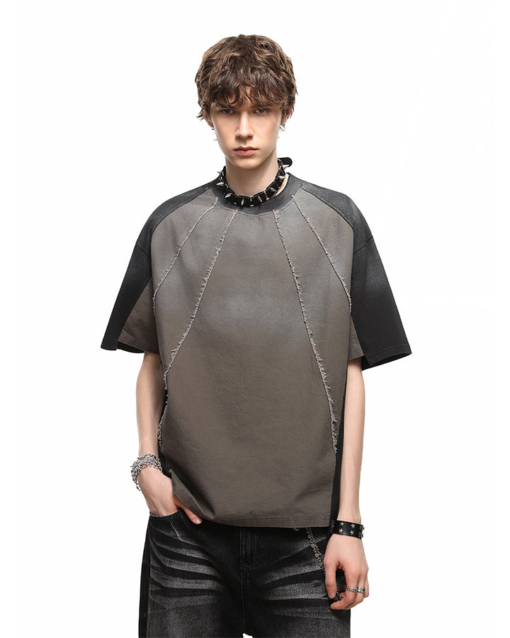 American Deconstructed Colorblock Casual Tee New