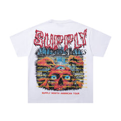 SUPPLY Abstract Skull Punk White Oversized Graphic T‑Shirt
