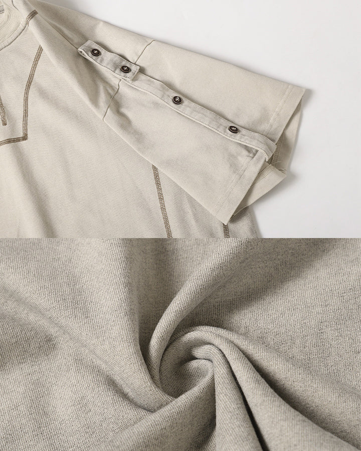Utility Vintage Contrast Stitch Button Henley New Tee