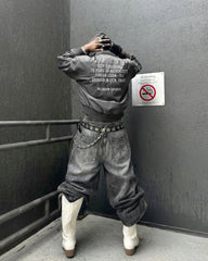 KIIKIO-Double-Ended Washed Loose-Fit SweatPants