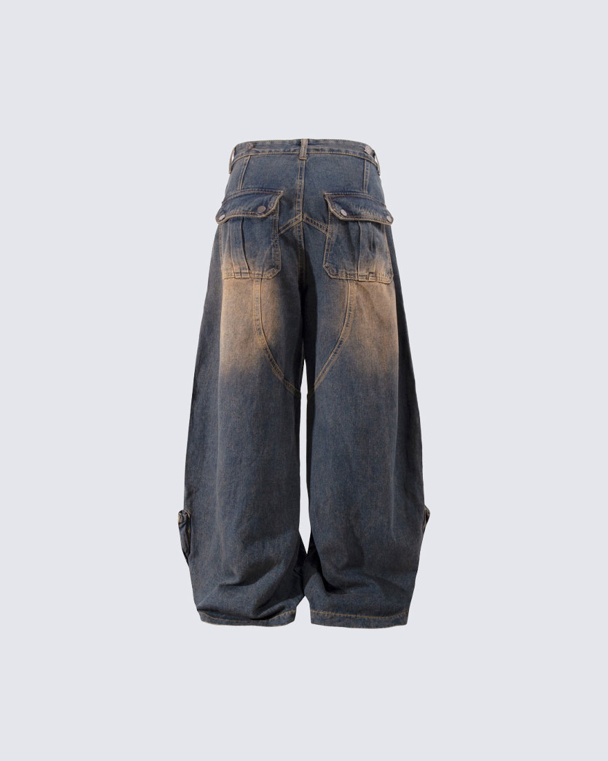 Distressed Wasteland Wide-Leg Bowie Jeans