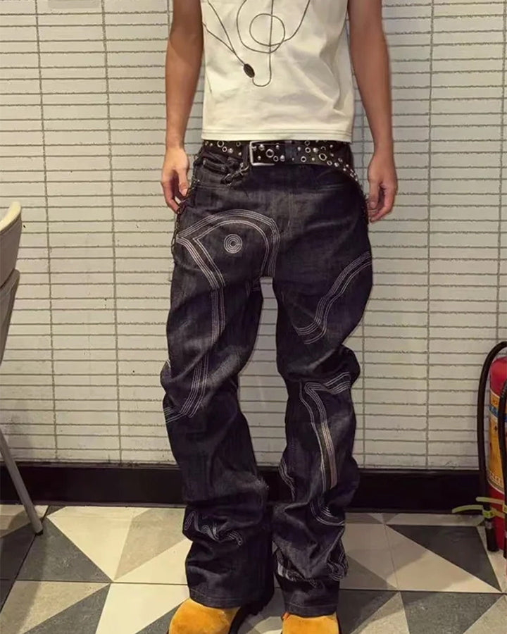 American High Street Contrast Stitch Flared Jeans