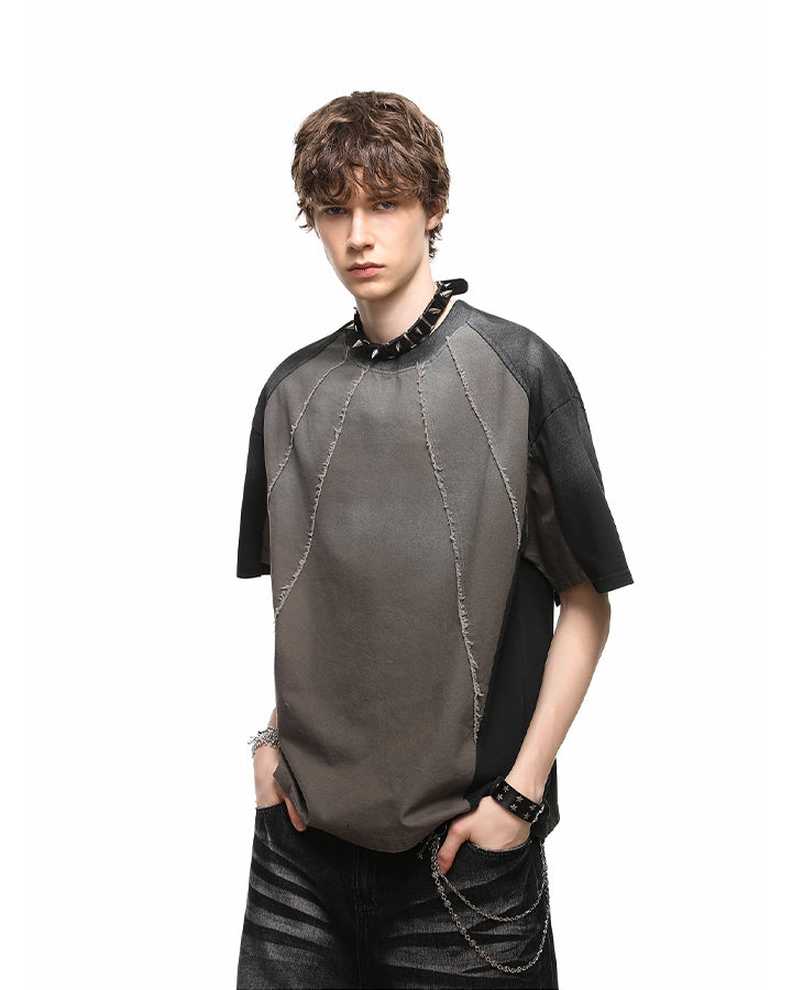 American Deconstructed Colorblock Casual Tee New