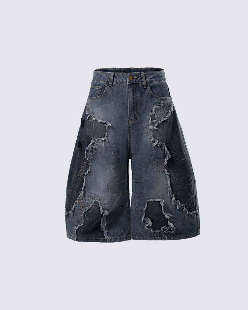 Distressed Wasteland Patchwork Deconstructed Shorts