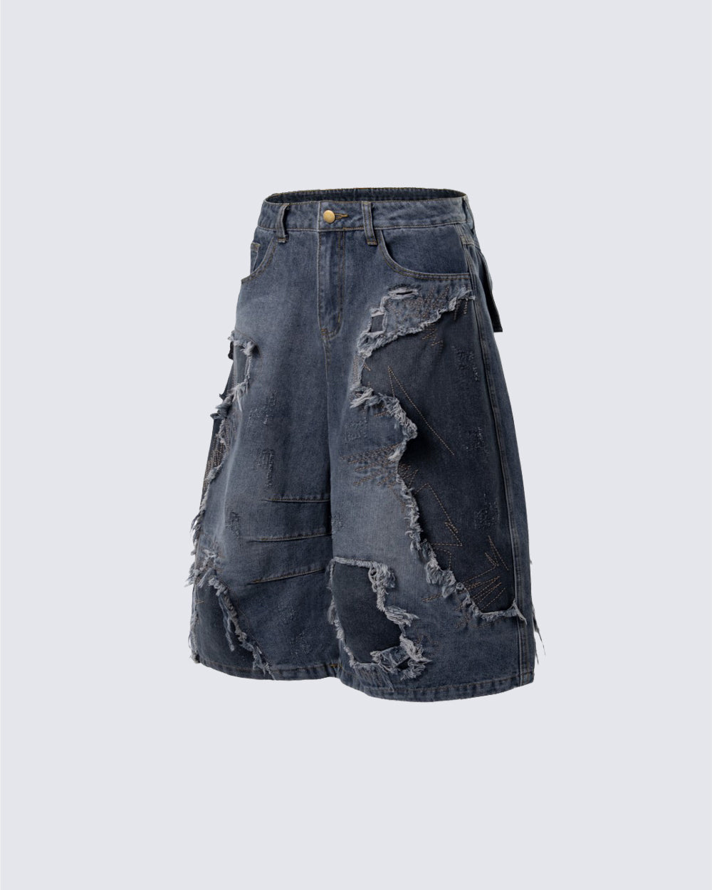 Distressed Wasteland Patchwork Deconstructed Shorts