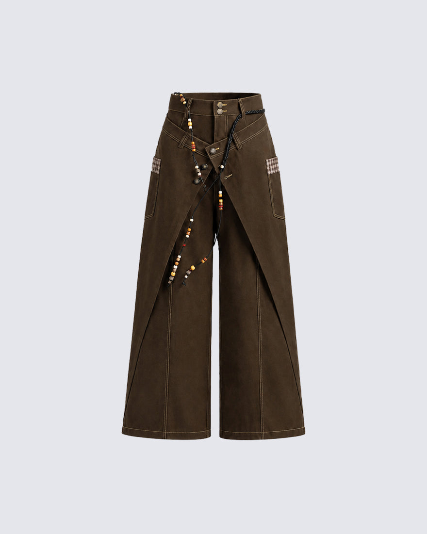 Deconstructed Double-Layer Panel Pants