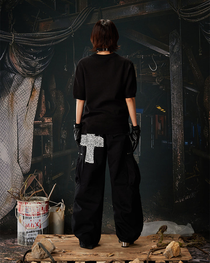 Y2K Leopard Double-Waist Patchwork Cargo Pants