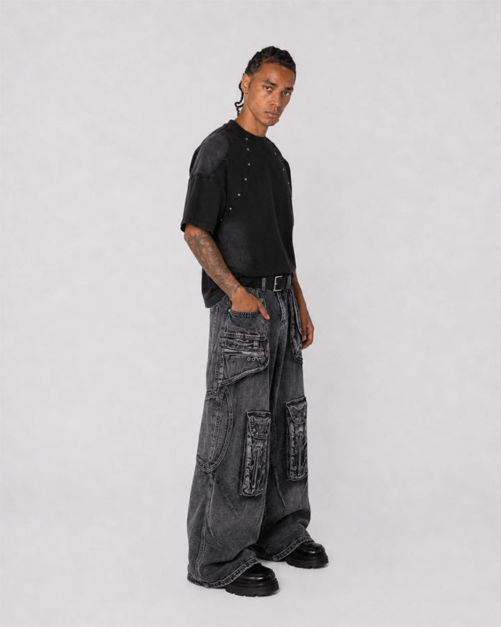 Vintage Spray-Print Distressed Studded New Tee
