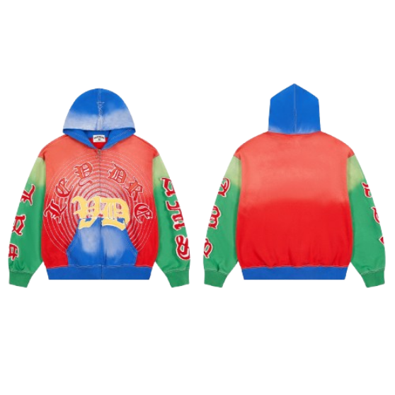 Vale Forever Gothic Multi‑Color Gradient Zip‑Up Hoodie Red Green Blue