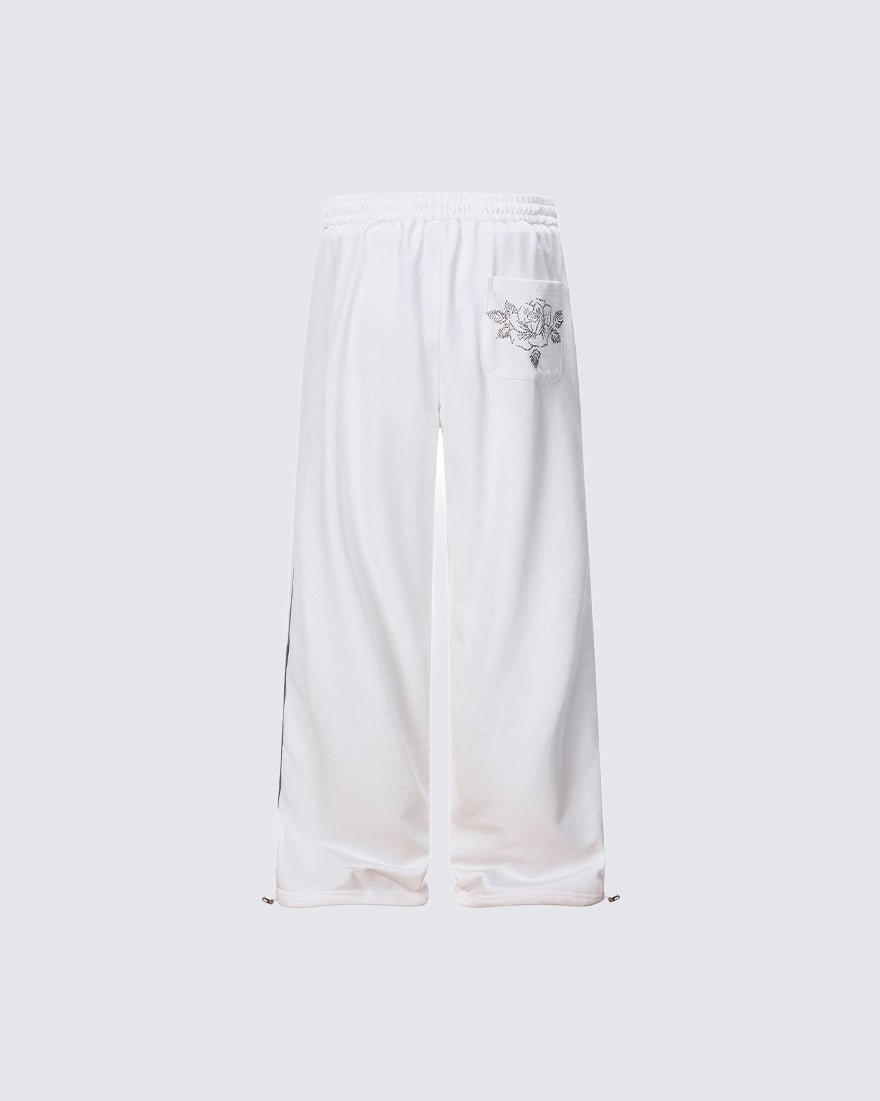 Y2K Dark Dragon Rose Rhinestone Straight Leg Sweatpants