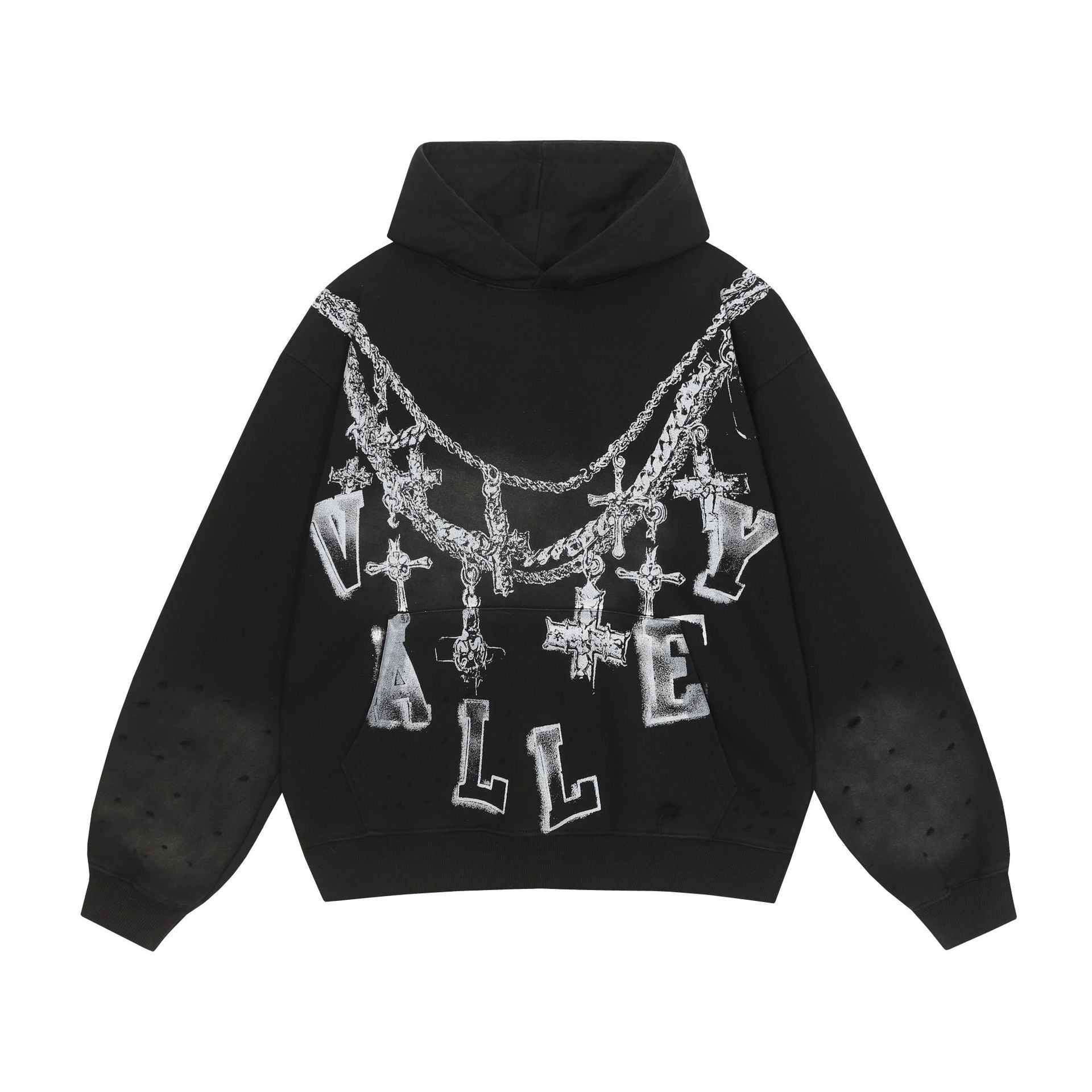 Vale Forever Chain Cross Back Graphic Hoodie