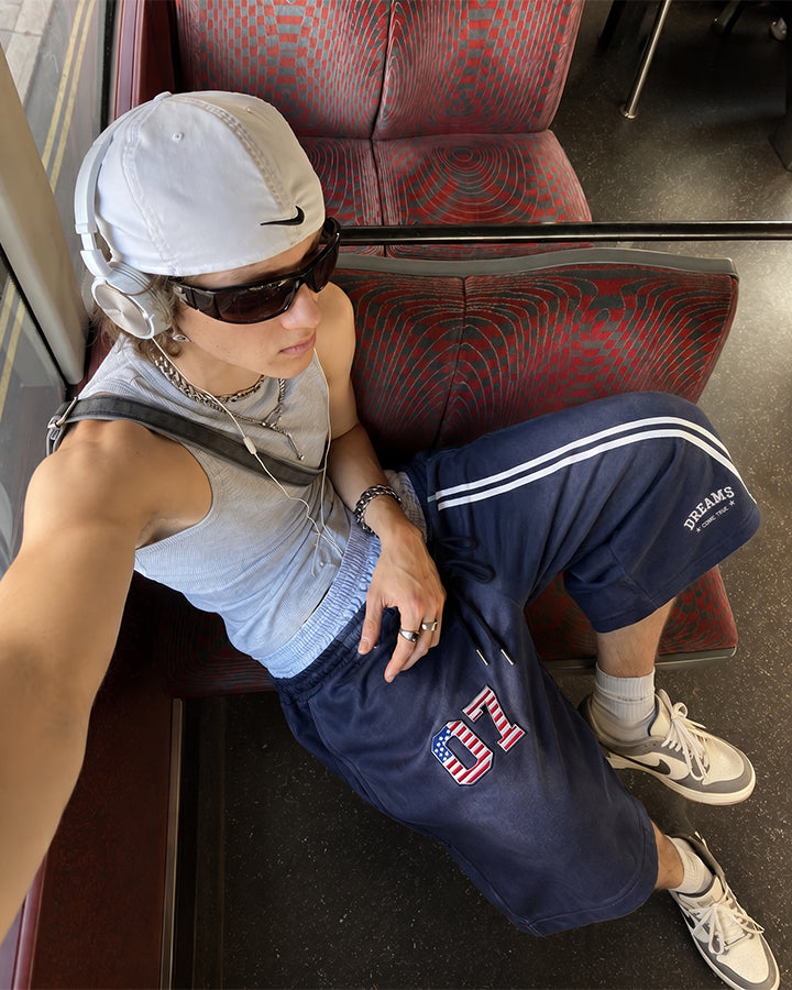 American Retro Sporty Layered Shorts New