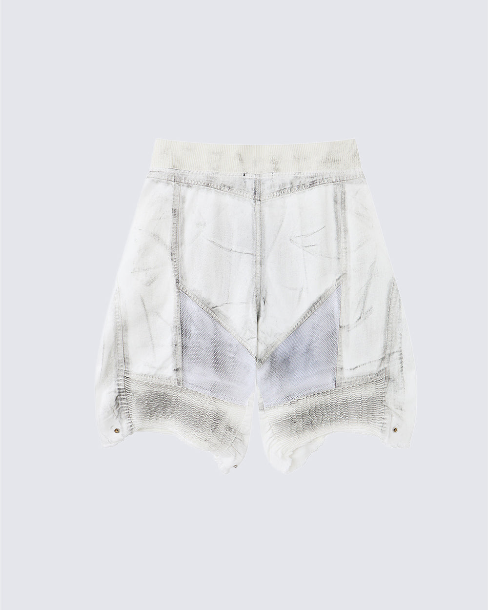 Dark Techwear Elastic-Waist Deconstructed Shorts
