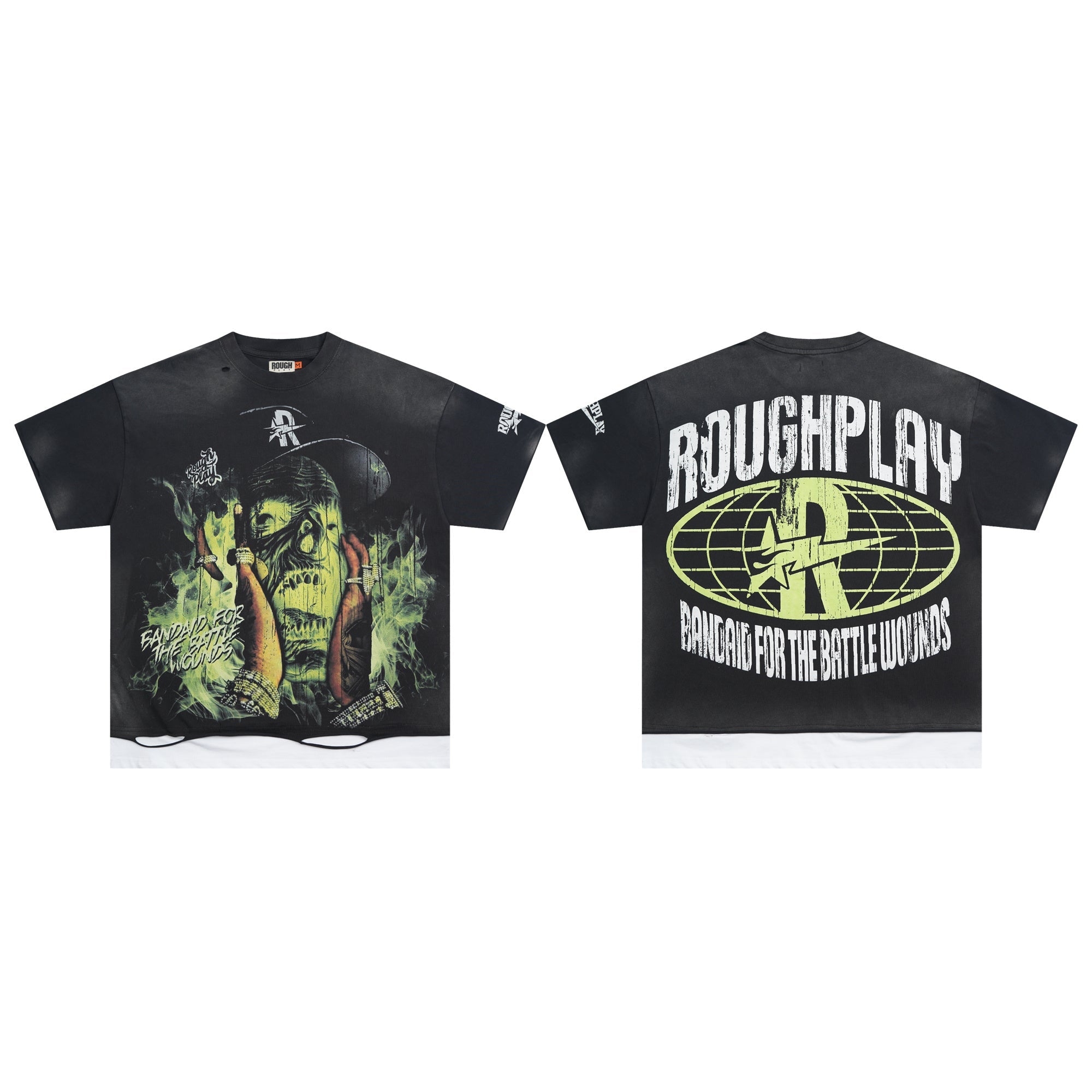 Roughplay Zombie Rapper Smoke Effect Layered Distressed Tee