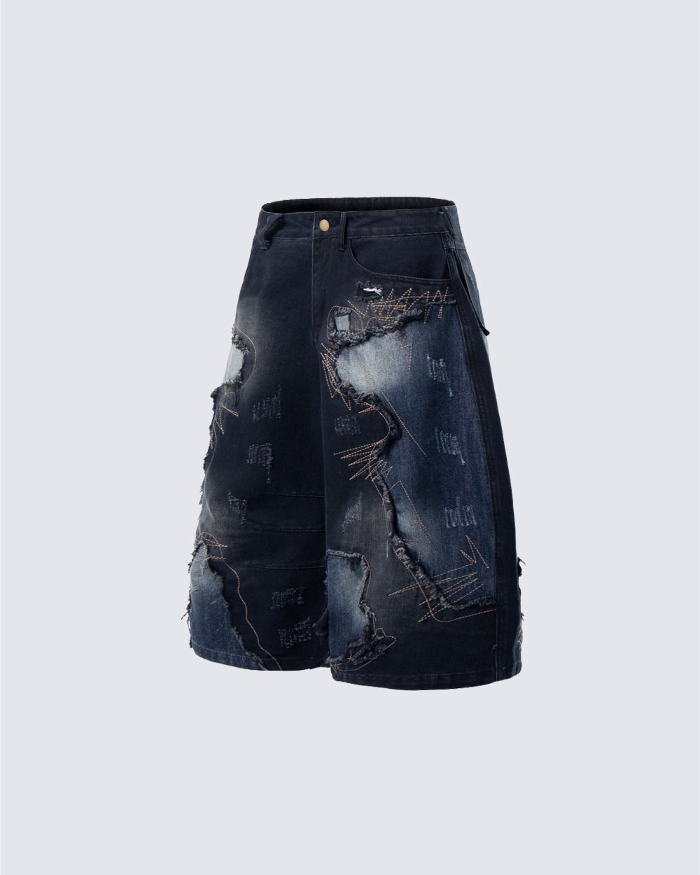 Distressed Wasteland Patchwork Deconstructed Shorts