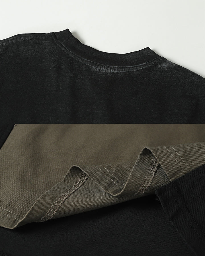American Deconstructed Colorblock Casual Tee New