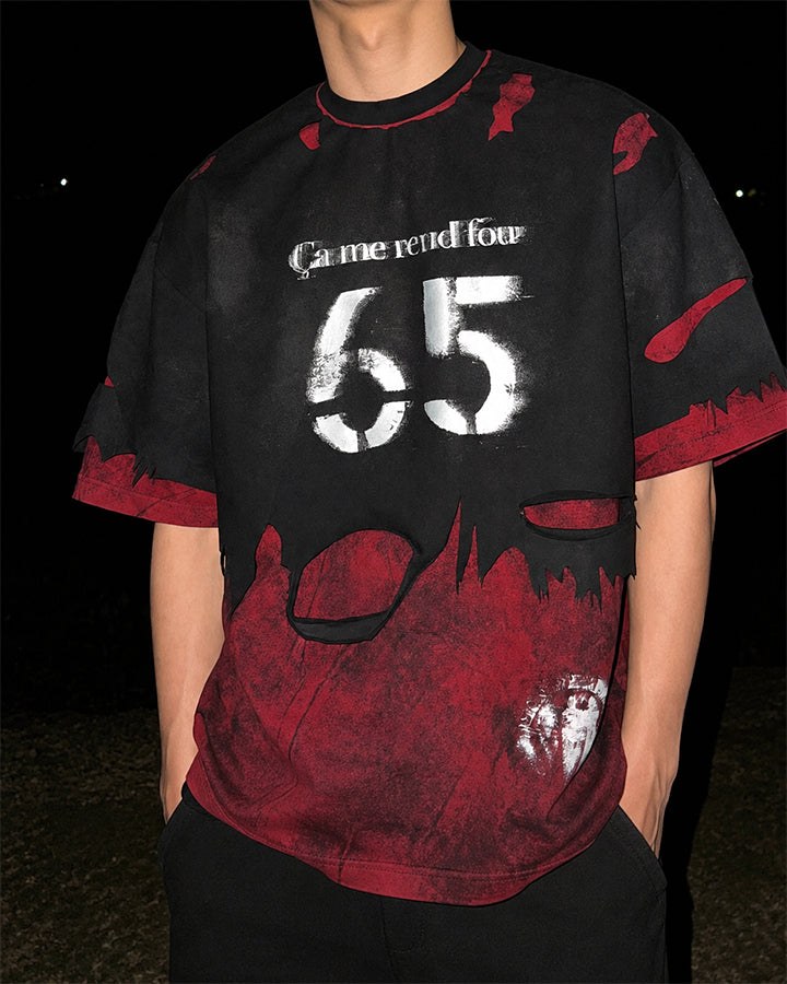 Dark Distressed Layered Streetwear T-Shirt New