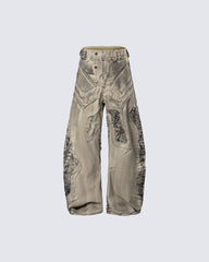 New Distressed Washed Wide Leg Jeans