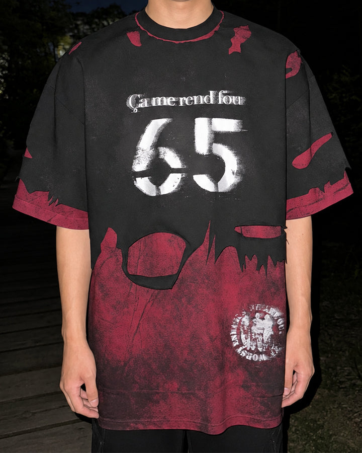 Dark Distressed Layered Streetwear T-Shirt New