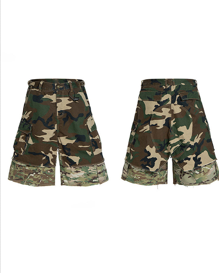 American Style Layered Camouflage Cargo Wide Shorts
