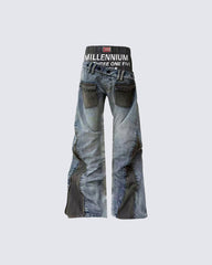 New Vintage American Patchwork Denim Pants
