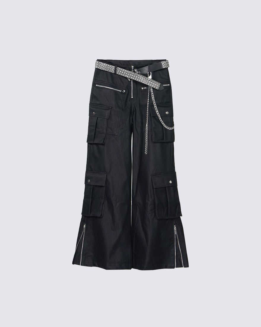 Dark Niche Multi-Pocket PU Cargo Pants