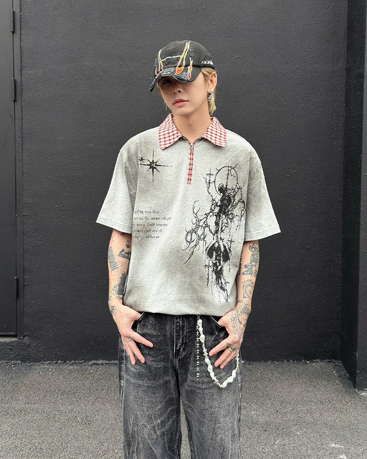 Dark Retro Star Graphic New Polo Shirt