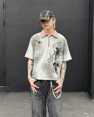 Dark Retro Star Graphic New Polo Shirt
