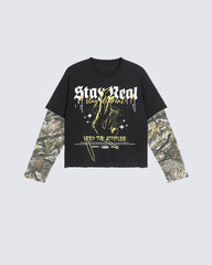 Graphic Camo Sleeve Layered Tee