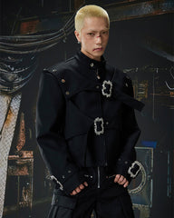 Gothic Buckle Strap Cropped Jacket