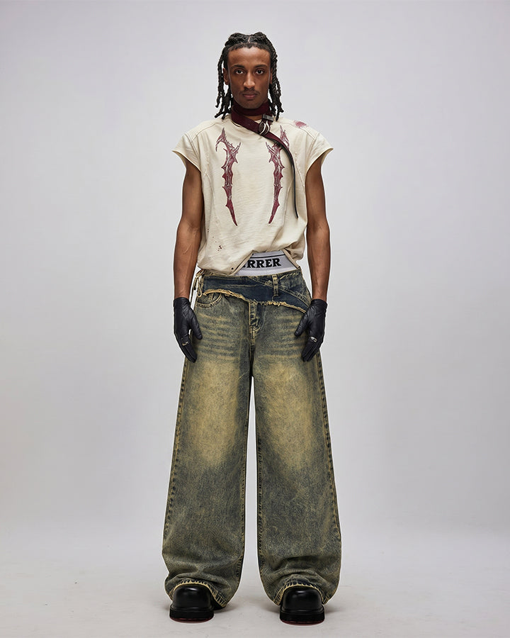 Vintage Deconstructed Patchwork Denim Pants